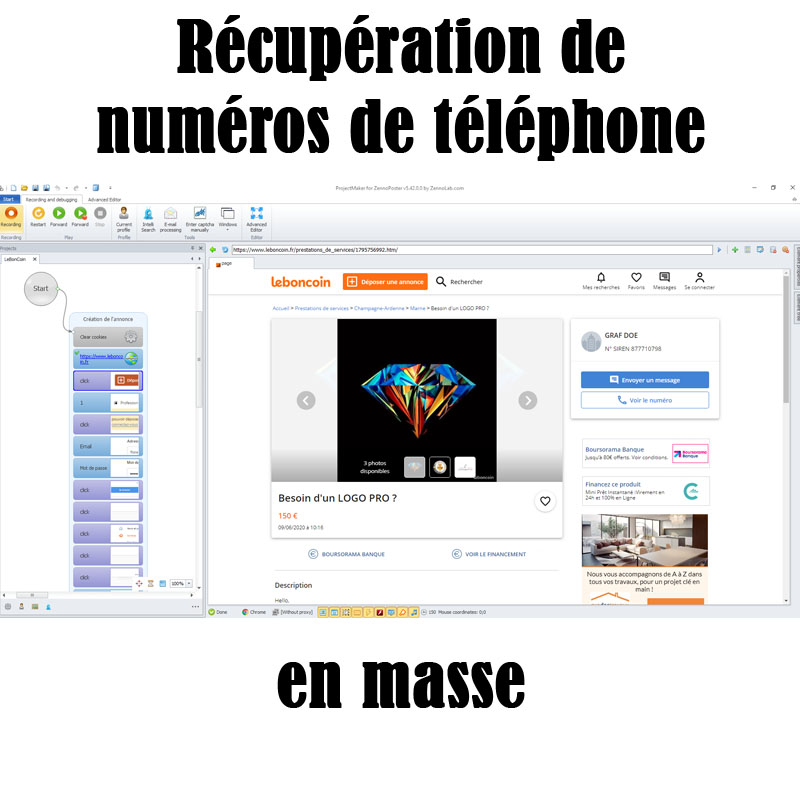 scrap de numéros de téléphone leboncoin avec zennoposter